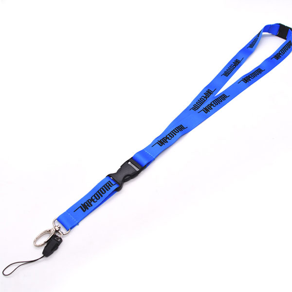 Blue Dye Sublimation Polyester Lanyrds with Detechable Buckle And Matel Hook