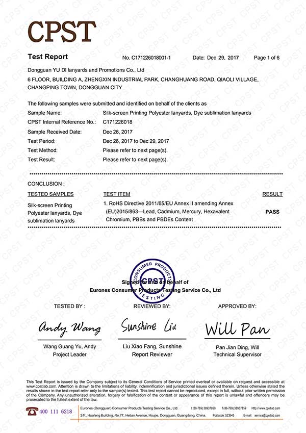 ROHS Test report