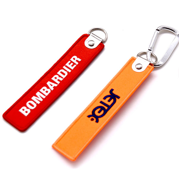 Embroidered Keychains OEM Factory Custom Made Logo Embroidery Key Chains for Remove Before Flight Airplane