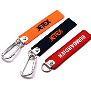 Embroidered Keychains OEM Factory Custom Made Logo Embroidery Key Chains for Remove Before Flight Airplane